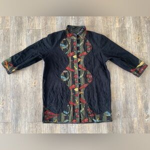 VTG Reversible KOOS OF COURSE 1X Patchwork Faux Leather Coat Jacket Open Front